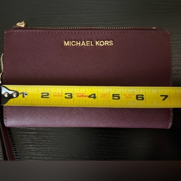 NWOT Michael Kors Maroon Double Zip Wristlet with Gold Accents - Picture 7 of 8
